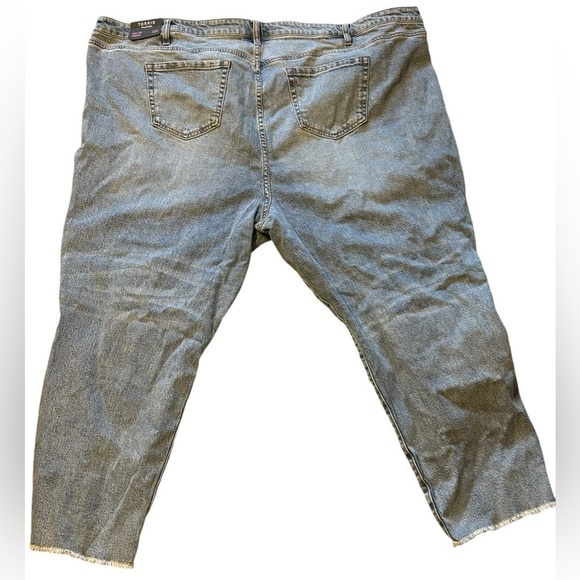 NWT TORRID 30R High Rise Straight Jeans With Gold Sequins Ripped Cuttoff Style - Picture 7 of 11